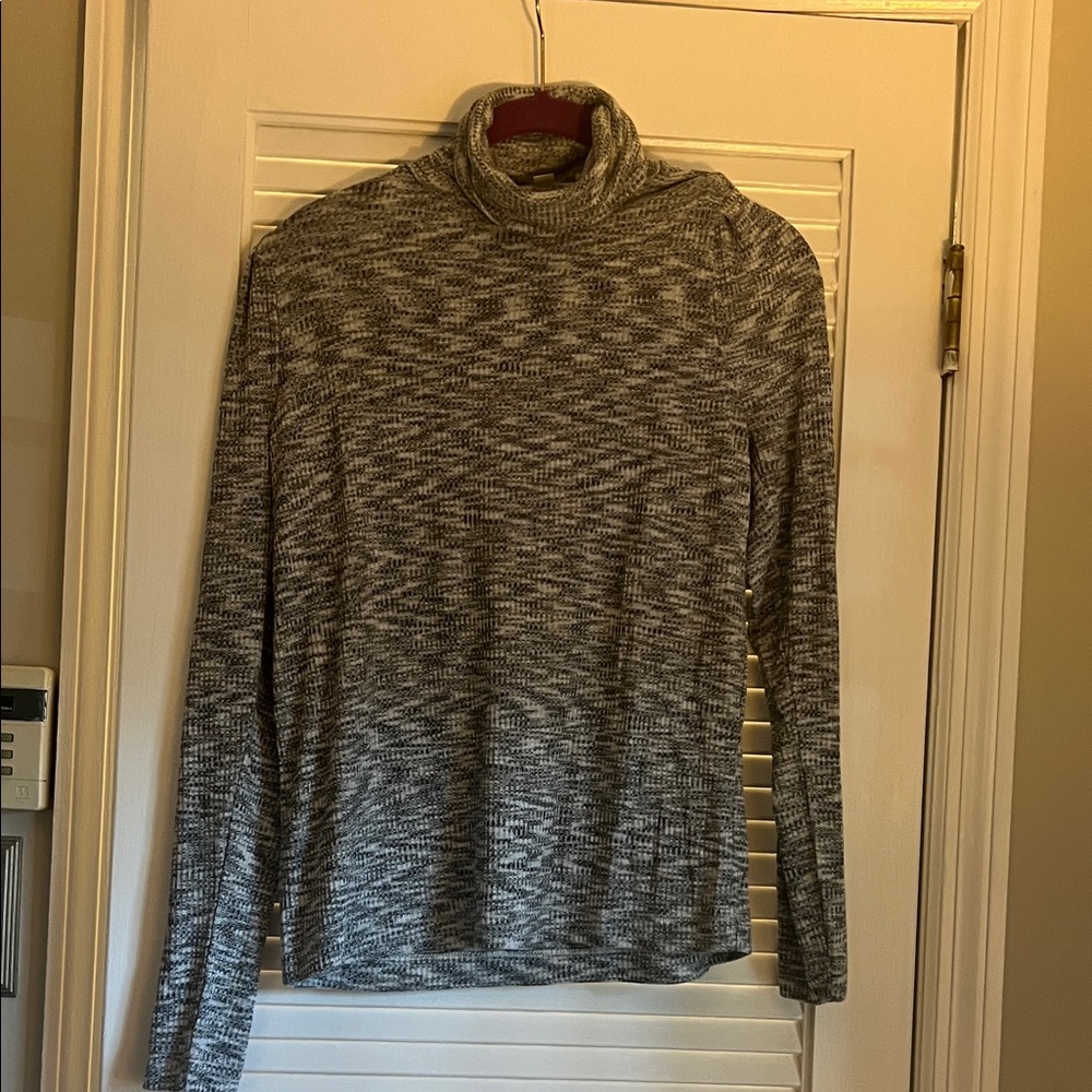 LOFT Gray Marled Cowl Neck Sweater